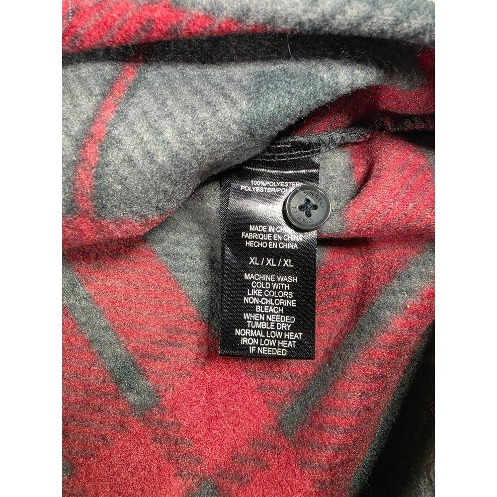 O'Neill SuperFleece Mens XL Red Grey Plaid Button Front Flannel Shirt Jacket - Picture 3 of 7